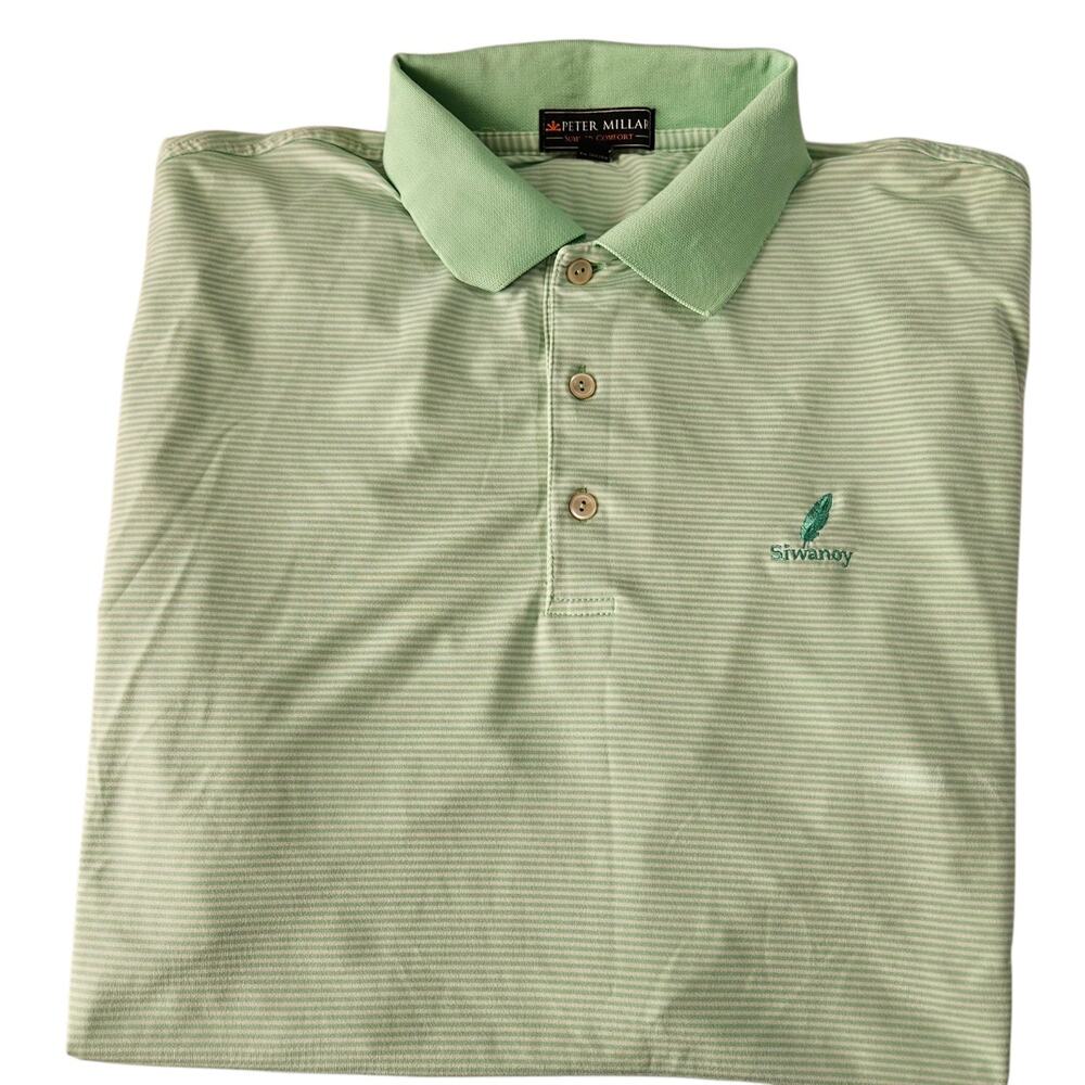 Peter Millar Polo Shirt Men's Size L Summer Comfort Siwanoy CC Golf Short Sleeve